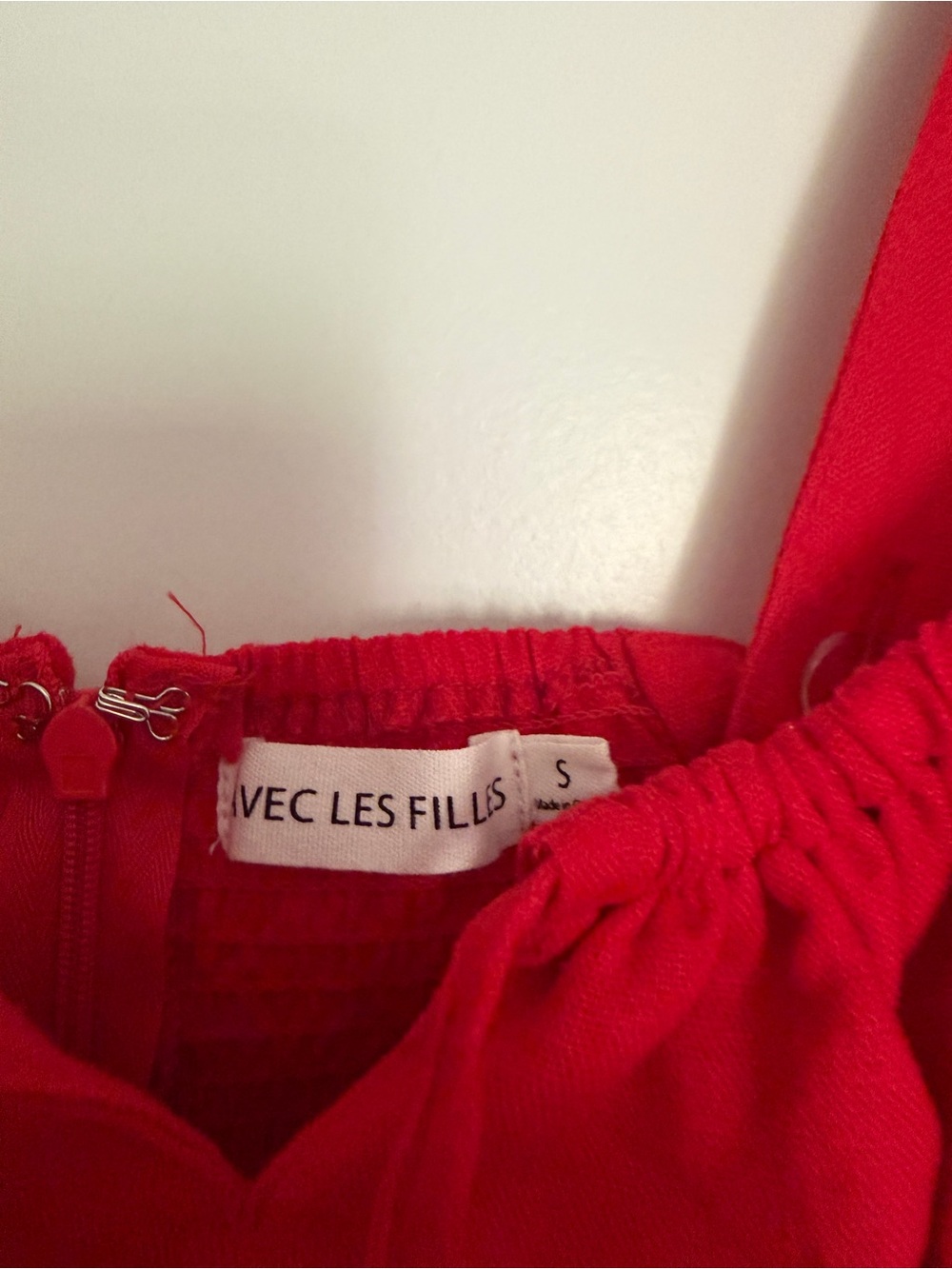 Avec Les Filles Drop Waist Bright Red Dress Size Small - Picture 8 of 9